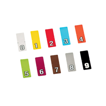 A4 Systemer farve labels - nr. 0-9 | Til angivelse af årstal, sagsnummer, cvr-nr. m.m. | Fs1624